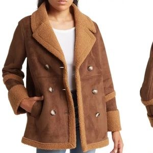Sam Edelman Faux Shearling Spill Out Collar Coat